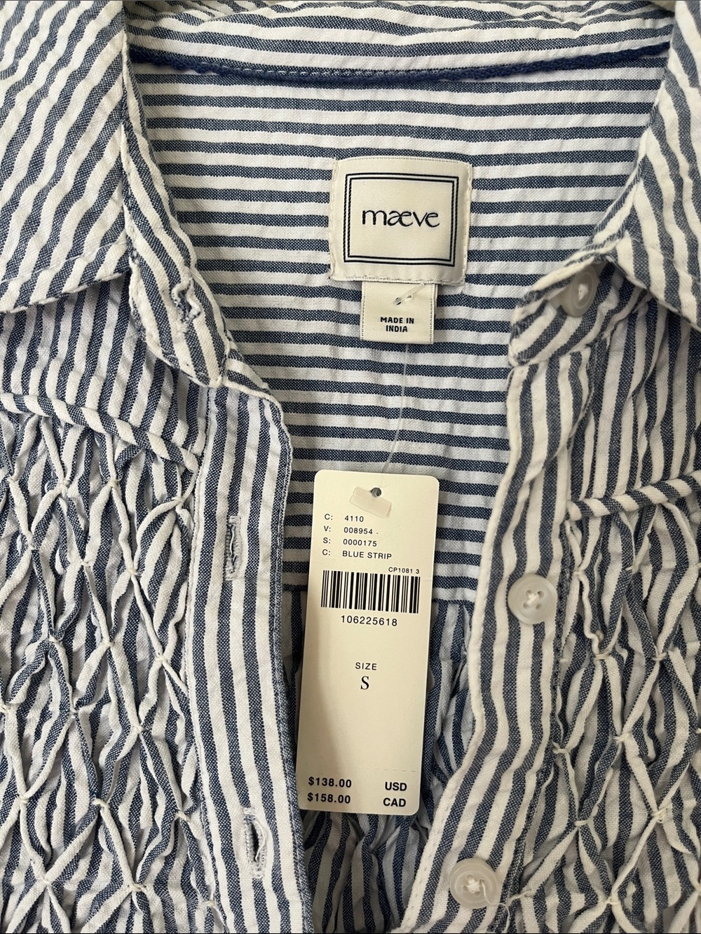 Anthropologie Maeve scalloped swing top blue stripe nwt small - Picture 7 of 10